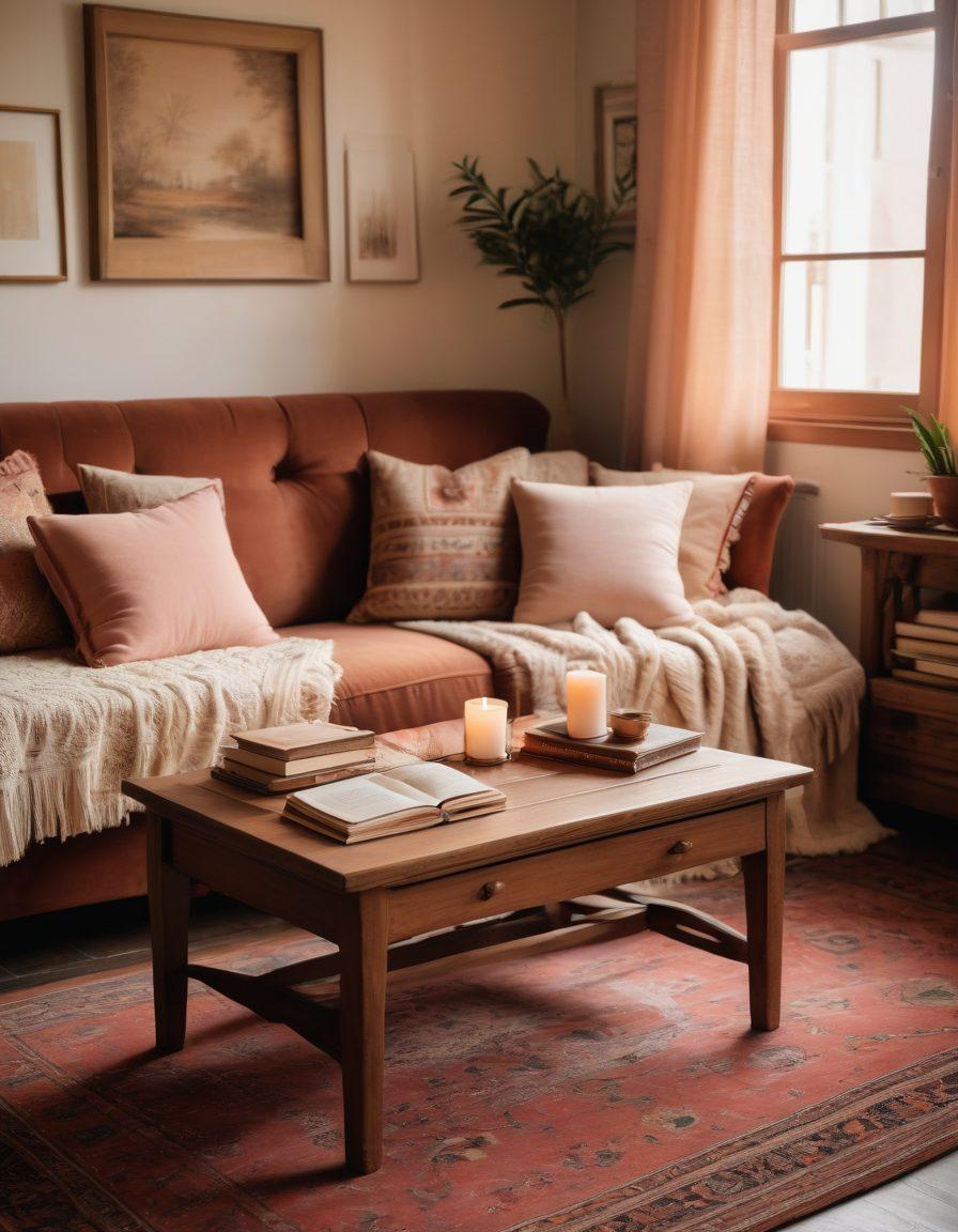 A cozy scene depicting a couple sitting together in a beautifully decorated living room, surrounded by soft ambient lighting. The couple is engaged in a heartfelt conversation, with warm smiles and subtle gestures displaying their intimacy. Incorporate traditional Indian decor elements like vibrant rugs and cushions, symbolizing cultural richness. Include a stack of books titled 'Romantic Tales' on a nearby table, enhancing the theme of relationship advice. Use a soft color palette with romantic tones. super-realistic. warm colors. intimate atmosphere.